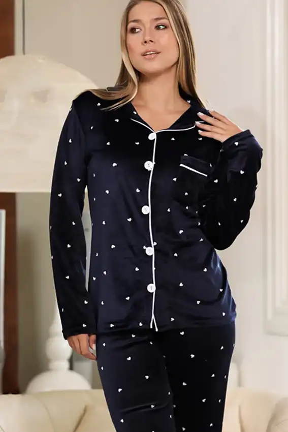 Elegant Heart Pattern Pajama Set