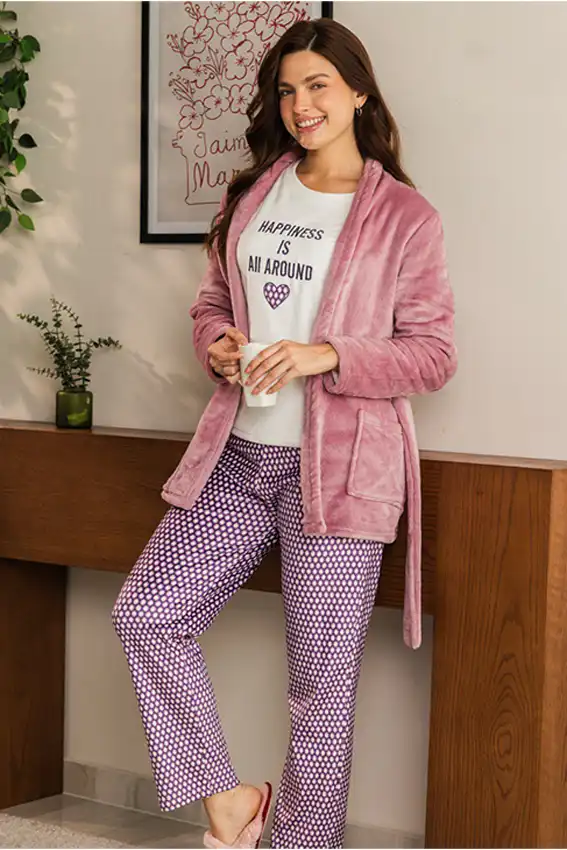 Cozy Pink Polka Dot Pajama Set