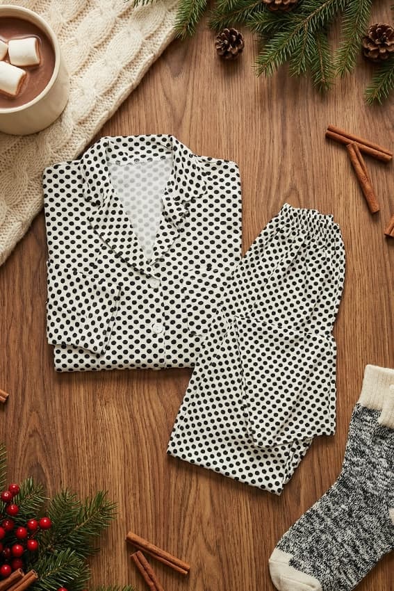 Polka Dot Long Sleeve Pajama Set