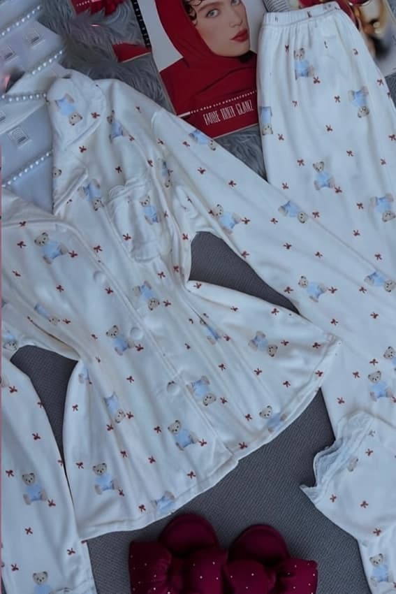Cute Bear Pattern Pajama Set
