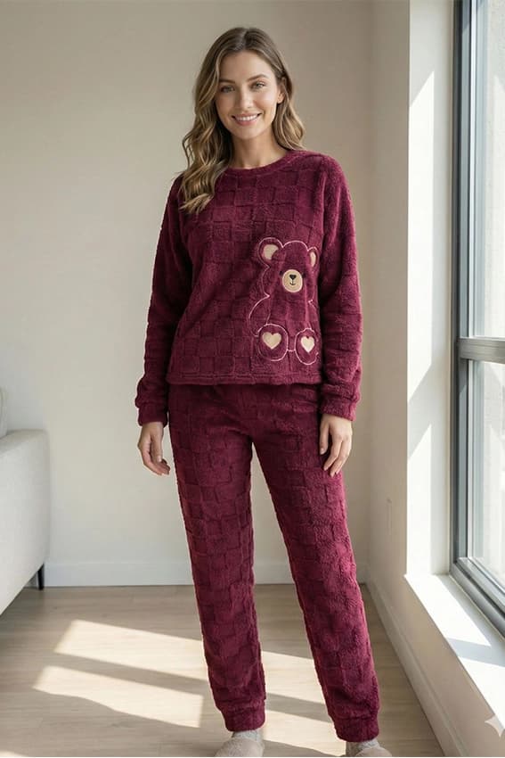 Cozy Bear Pattern Long Sleeve Pajamas