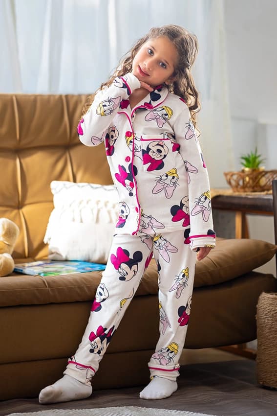 Cartoon Print Long Sleeve Pajama Set