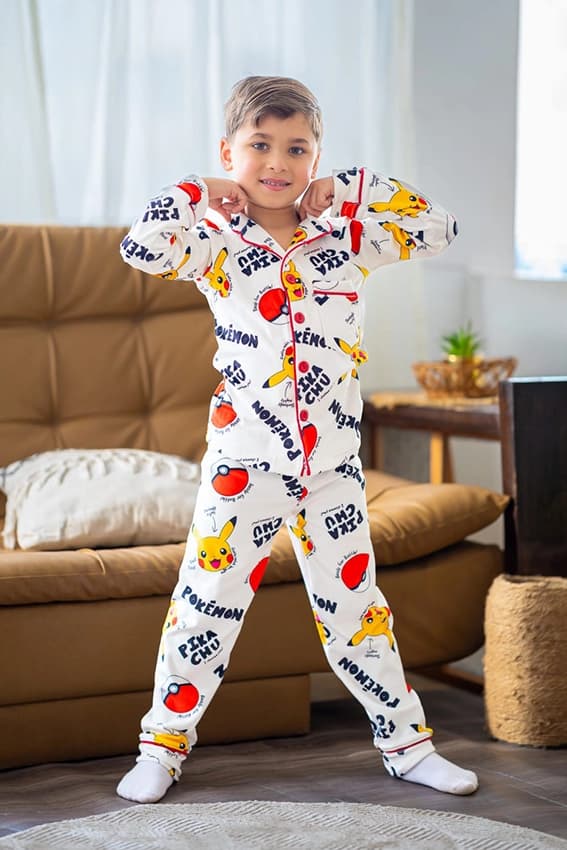 Playful Cartoon Print Pajama Set