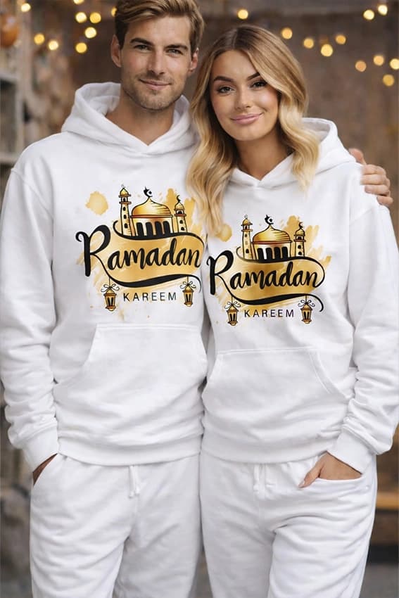 Ramadan Themed White Hoodie Set