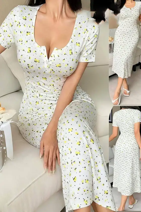 Floral Print Short Sleeve Dress