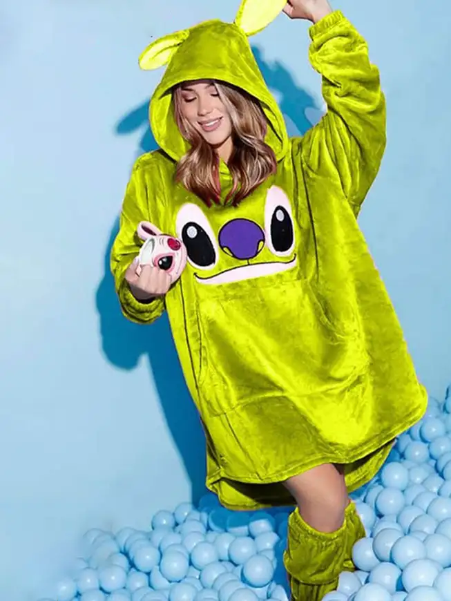 Cartoon Hooded Cozy Blanket Sweater