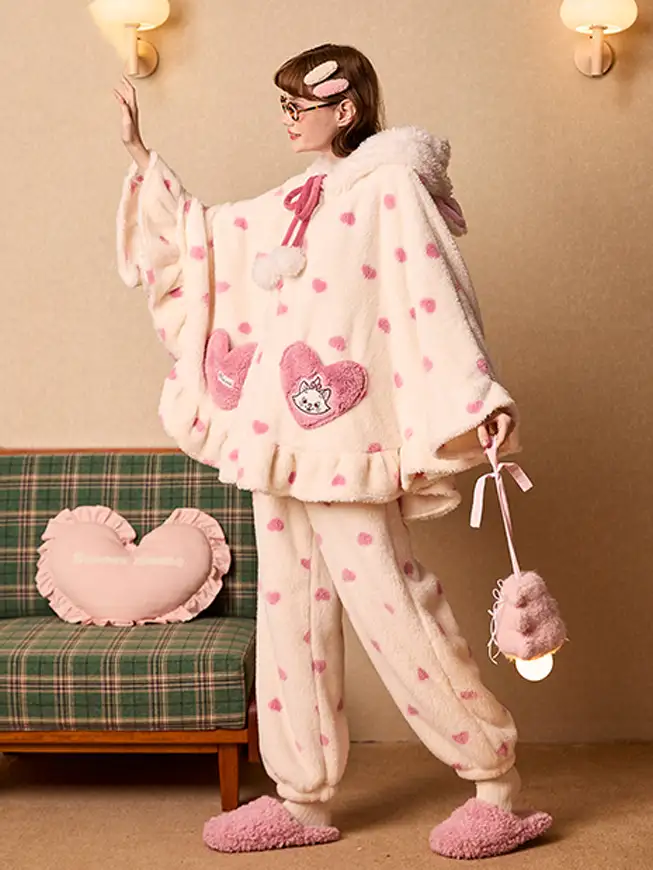 Cozy Polka Dot Hoodie Pajama Set