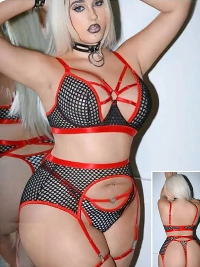 Fishnet Lingerie Set with Straps